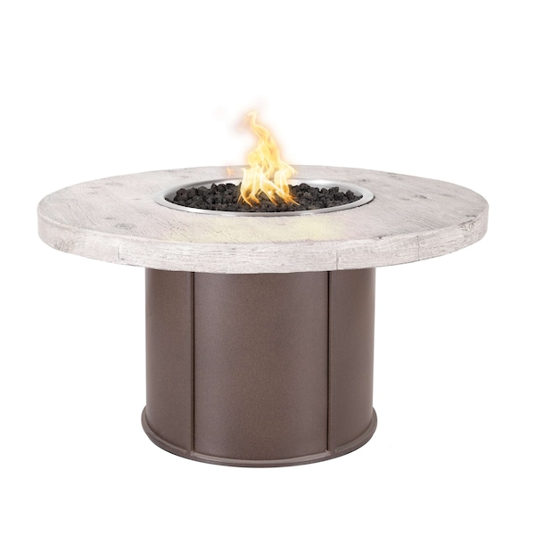 The Outdoor Plus Fresno Wood Grain and Steel Fire Pit 60, Ebony Concrete Top, Java Powder Coat Base, Liquid Propane OPT-FRS60FSEN-EBN-JAV-LP - main